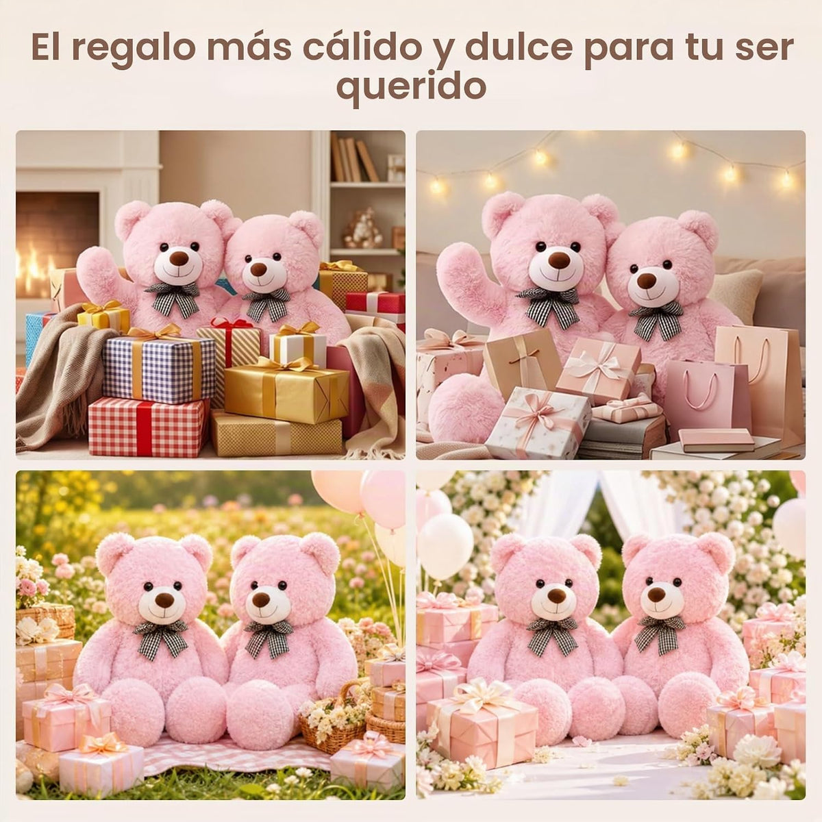 pelzutm Oso de peluche gigante rosa, animal de peluche grande de 47...