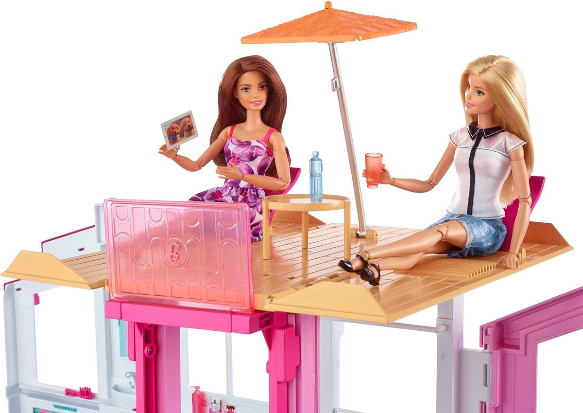 Barbie - Casa de muñecas de 3 pisos | Ascensor, silla de columpio,...