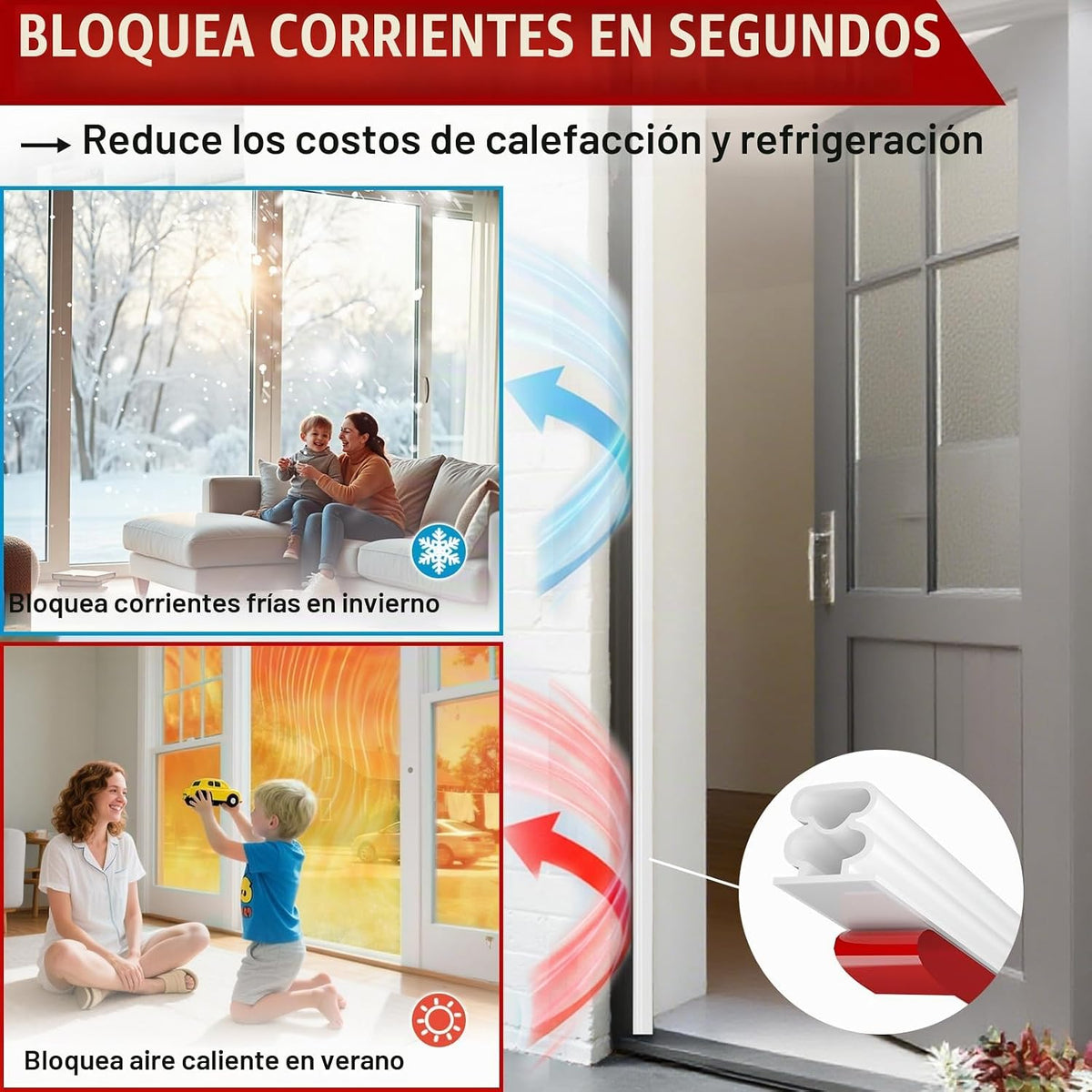 alophoty Tira de sellado de puerta, 33 pies, blanco, 0.39 x 0.39 pu...