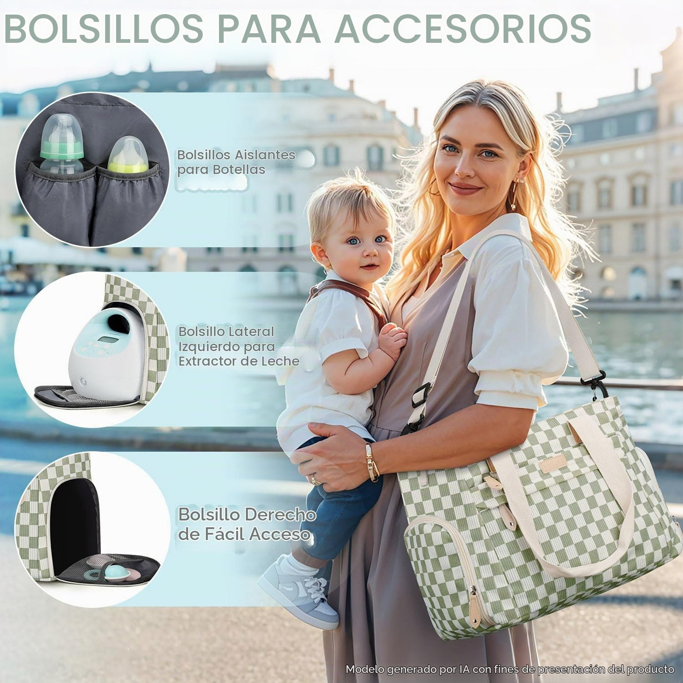 Pritent Bolsa de pañales para mamá que trabaja, bolsa de pañales de...