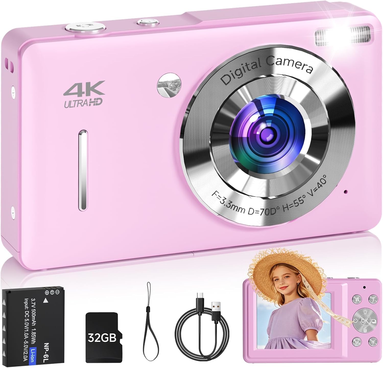 Cámara digital, FHD 1080P 44MP - Cámara digital para apuntar y disp...