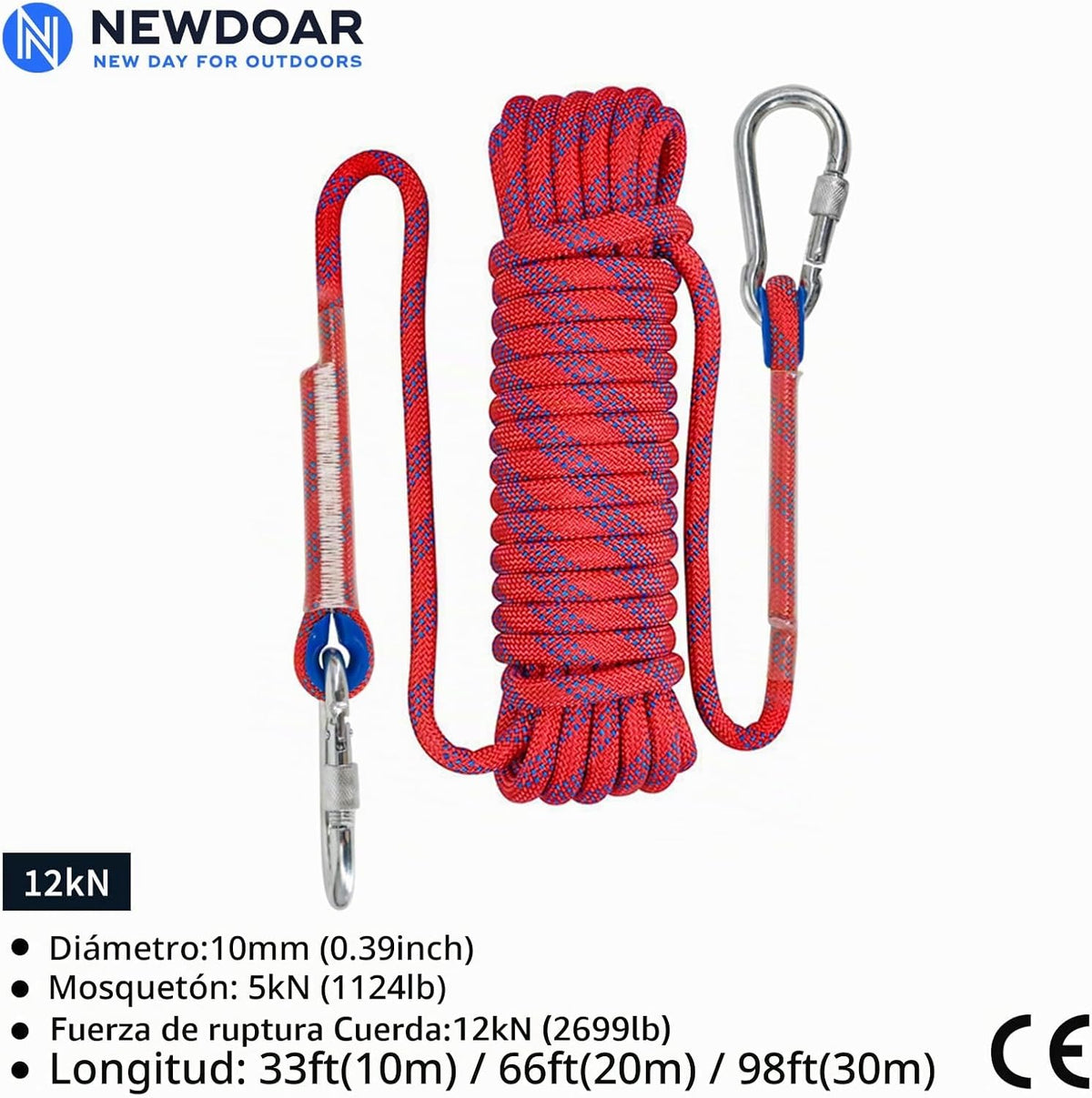NewDoar Cuerda de Escalada 8(5\/16pulg), 10mm (3\/8pulg), Cuerda de...