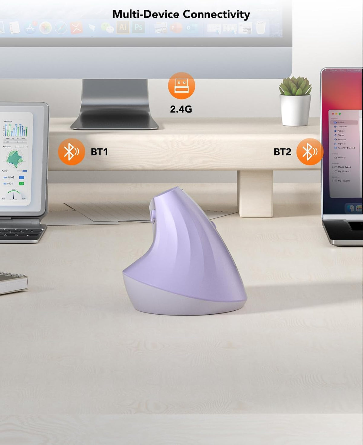 KYSONA EM18 Ratón vertical ergonómico inalámbrico, diseño Ergo, mou...
