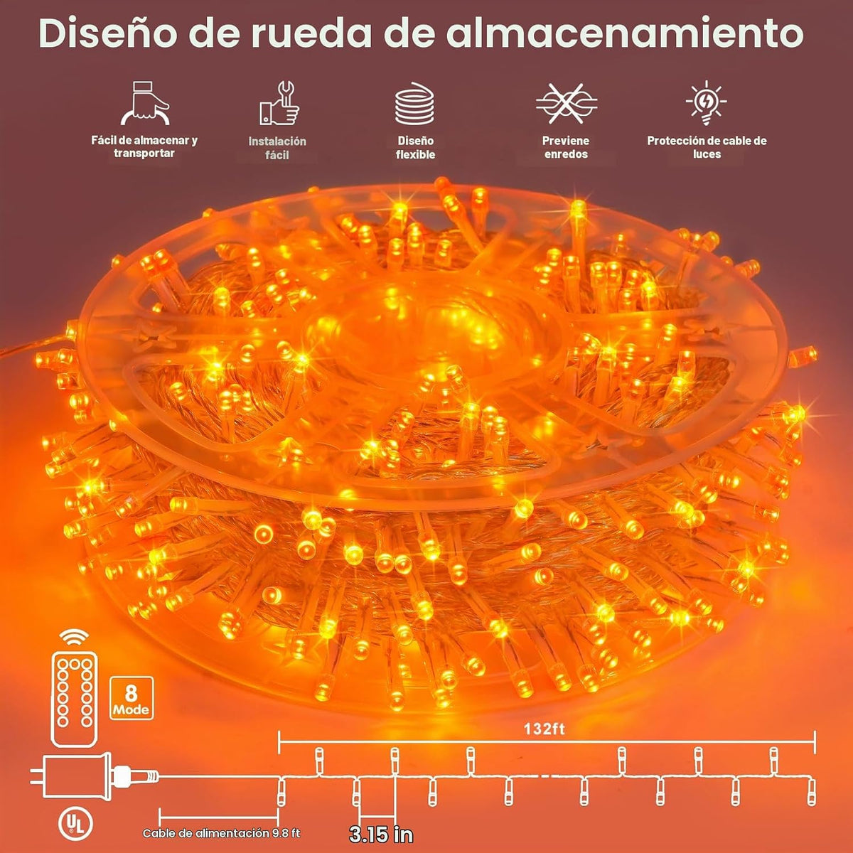 JMEXSUSS 400 luces LED naranjas para decoración de Halloween, enchu...