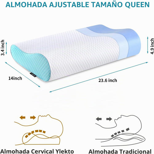 Almohadas de espuma viscoelástica Ylekto para el cuello, almohada p...