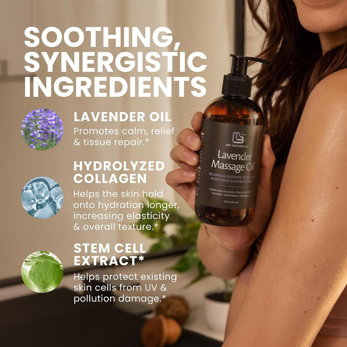 Aceite de masaje de lavanda para reafirmar la piel con colágeno | A...
