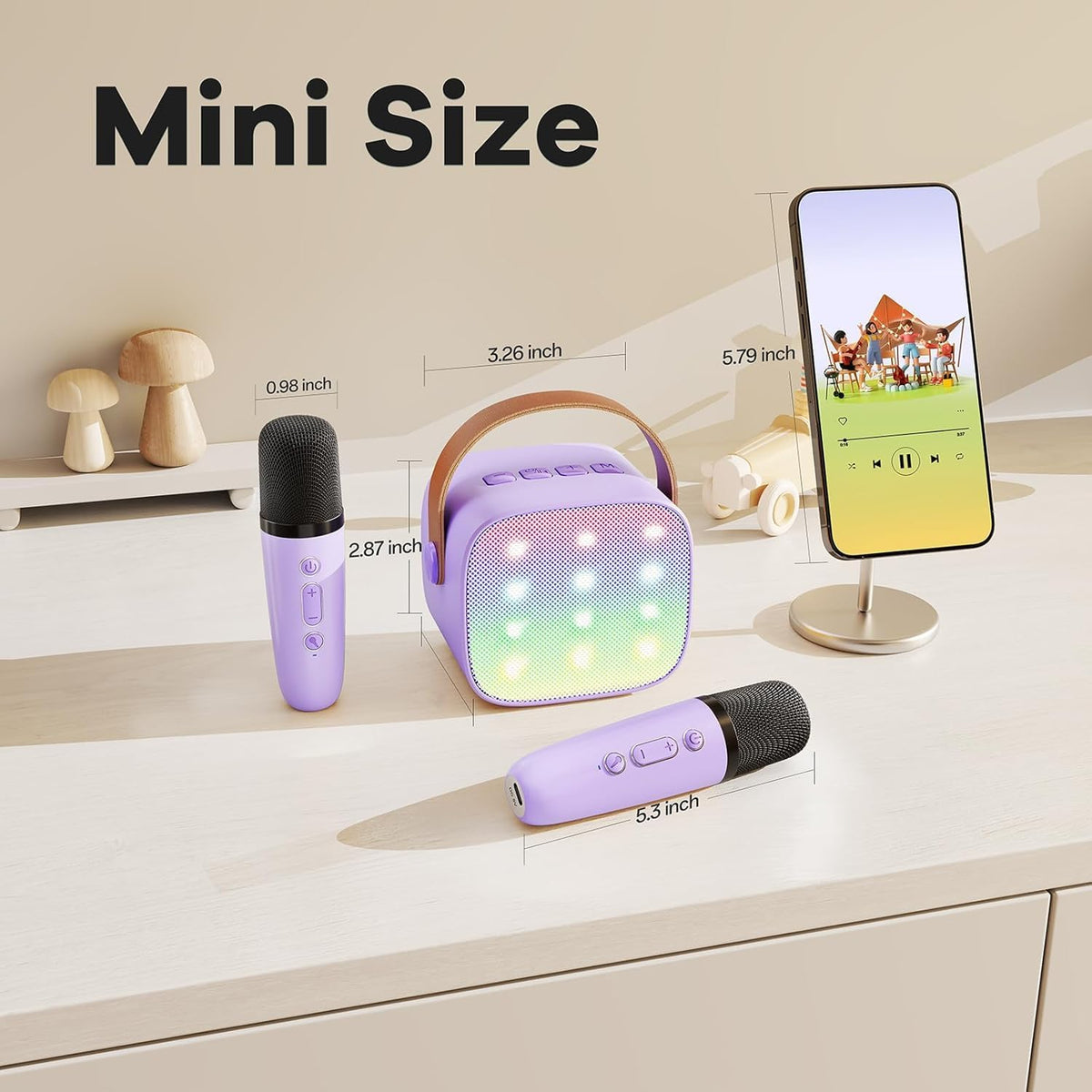 YLL Mini máquina de karaoke con 4 micrófonos inalámbricos, regalos...