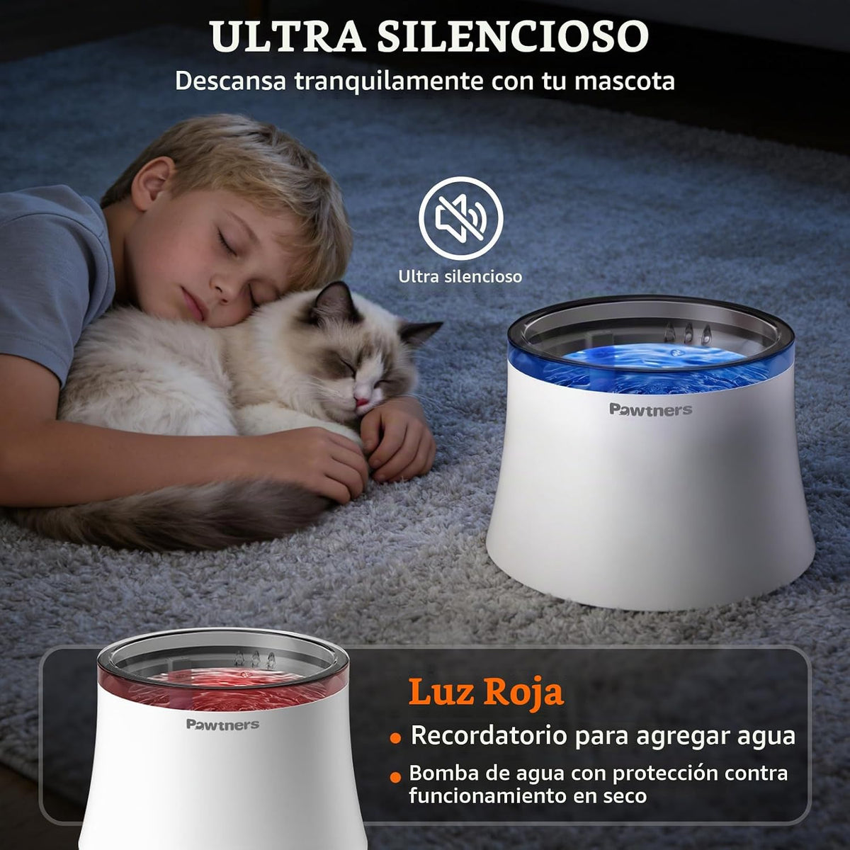 Pawtners Fuente de agua para perros, dispensador de agua para perro...