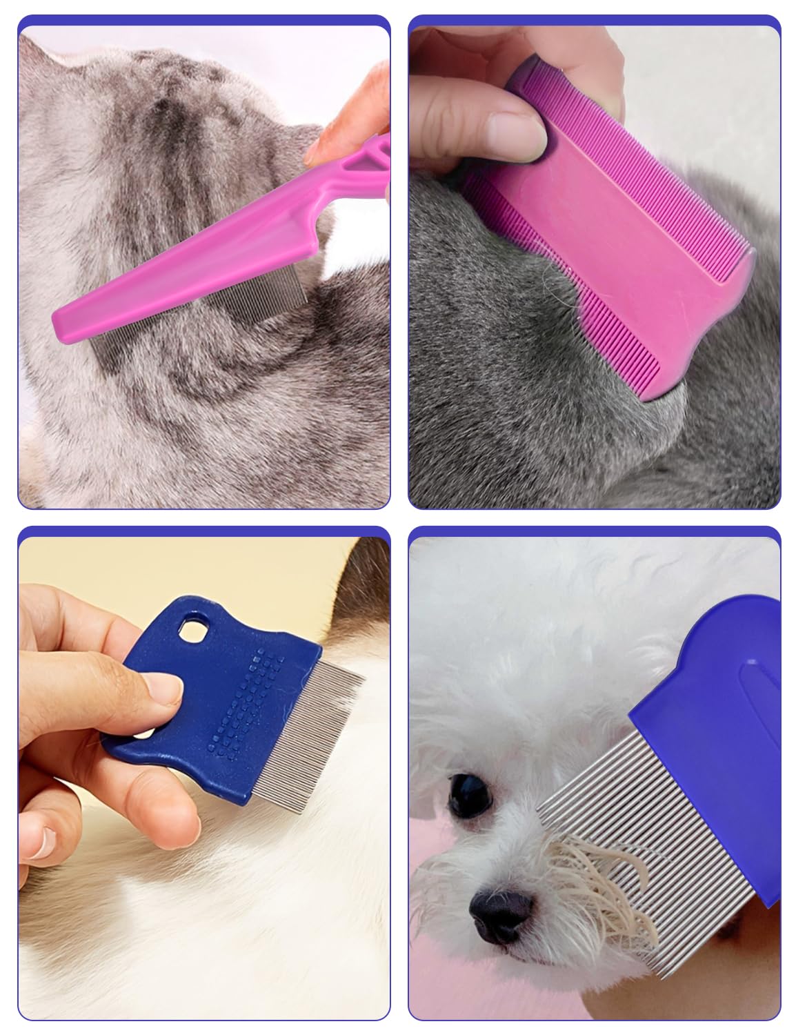 Peine antipulgas para gatos y perros, paquete de 8 peines de aseo p...