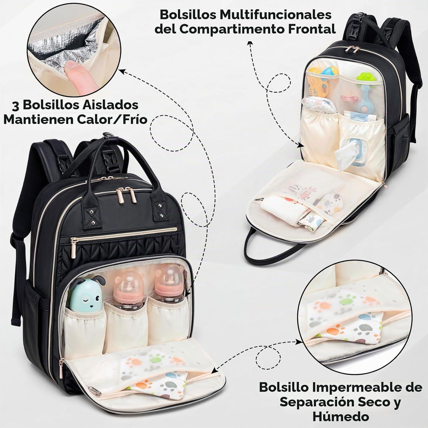 Mochila de pañales Tealari, elegante mochila para pañales de bebé,...