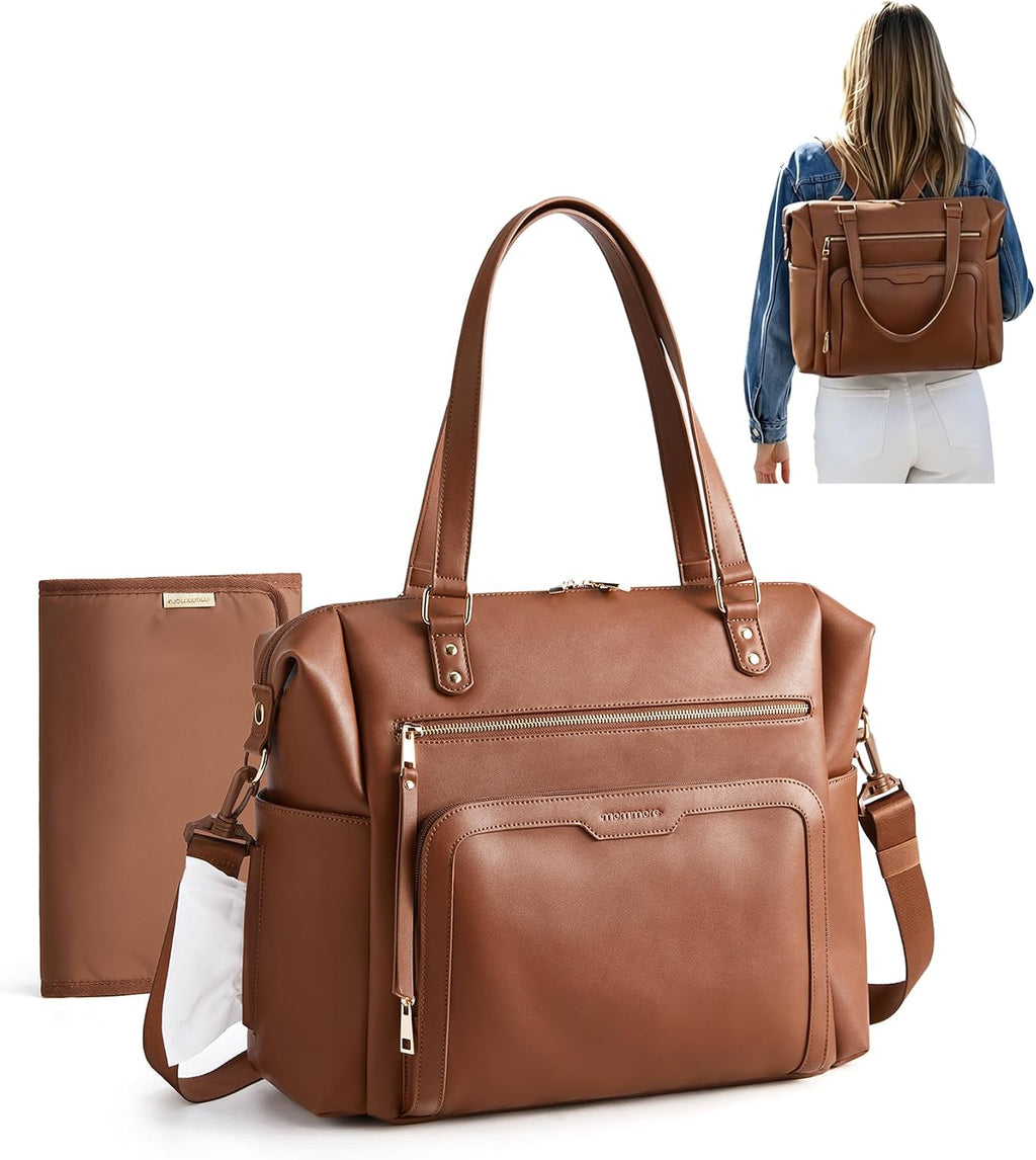 mommore Bolsa de pañales, bolsa de pañales grande con cambiador imp...