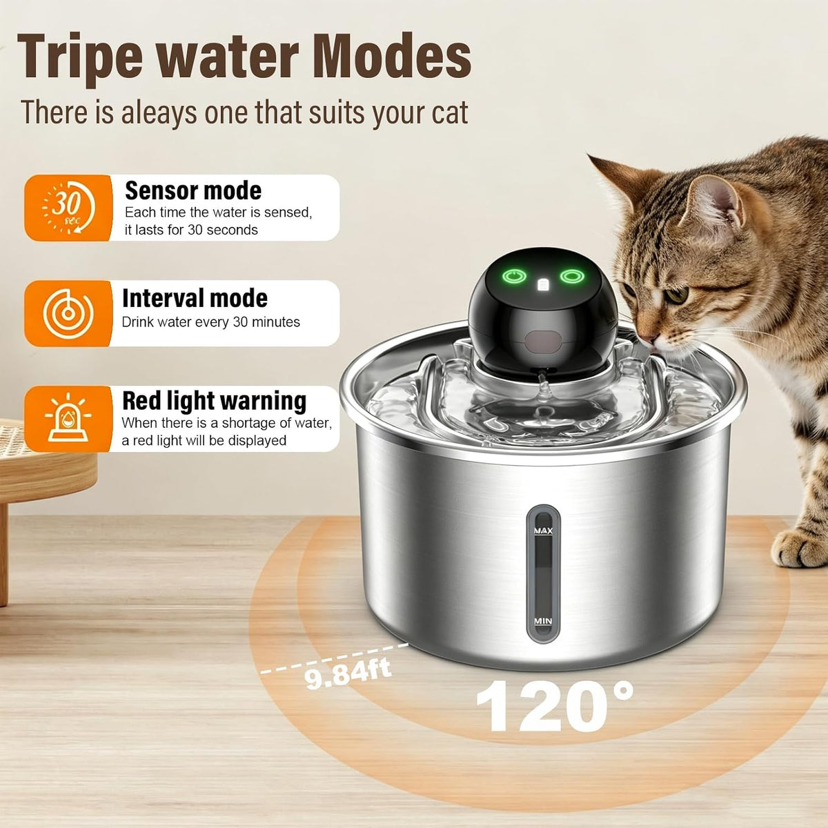 SavfuMe - Fuente de agua inalámbrica para gatos, fuente inalámbrica...