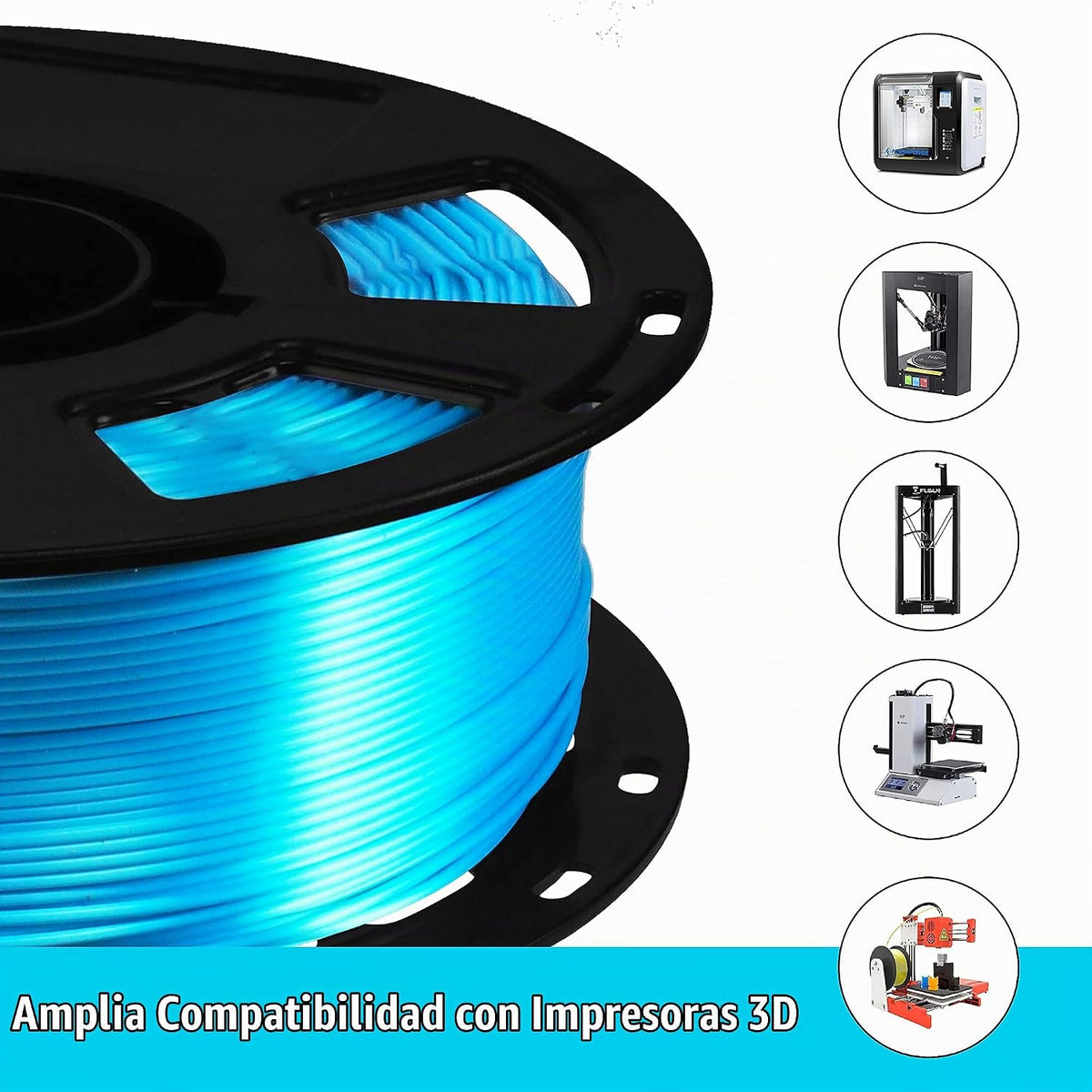 Bblife - Filamento PLA de color azul ácido, brillante, perlado y co...