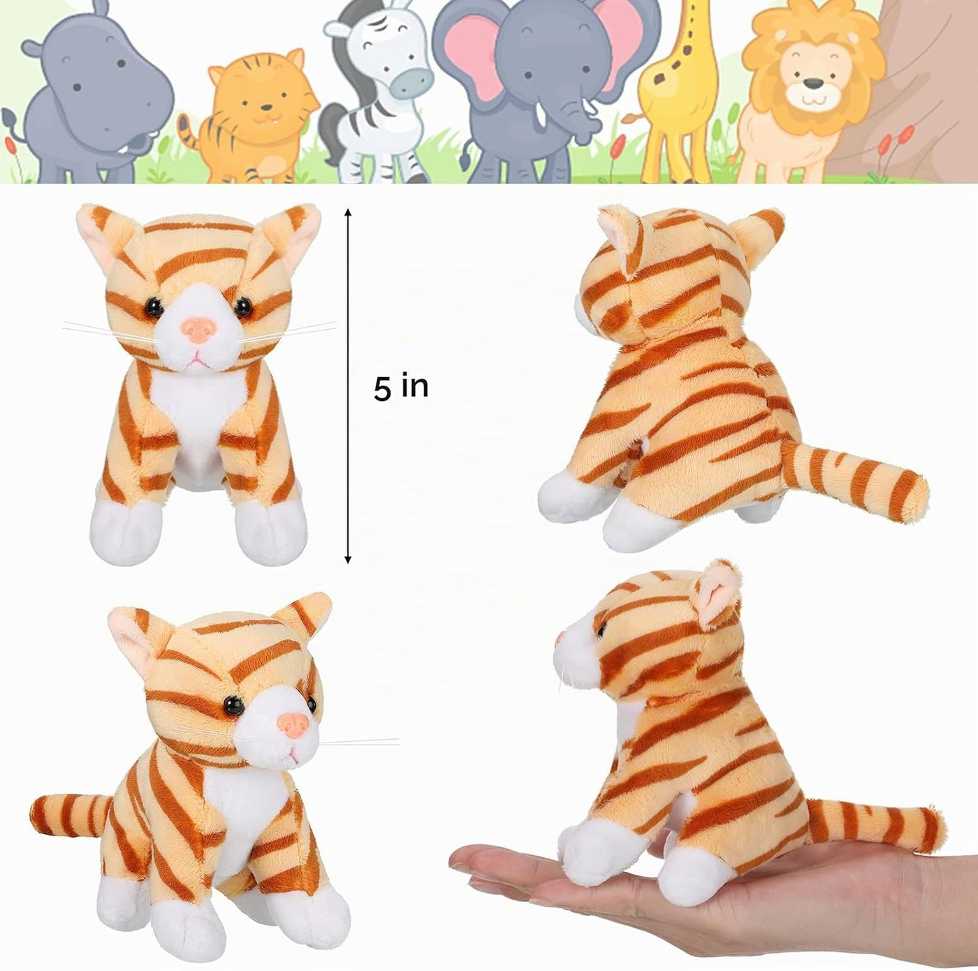8 piezas de animales de peluche de 5 pulgadas a granel, varios lind...