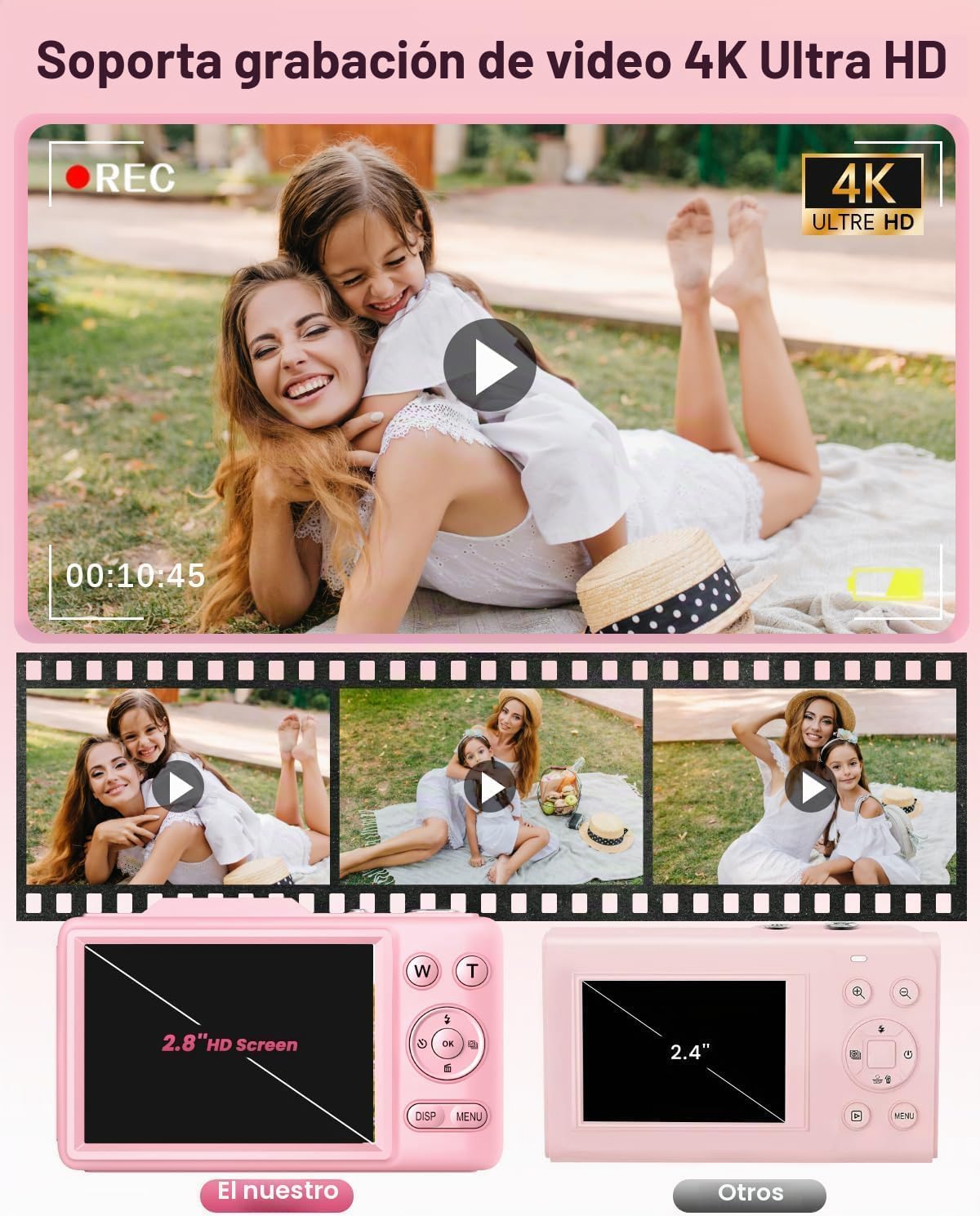 Cámara digital 4K para niños, cámara de enfoque automático de 48 MP...