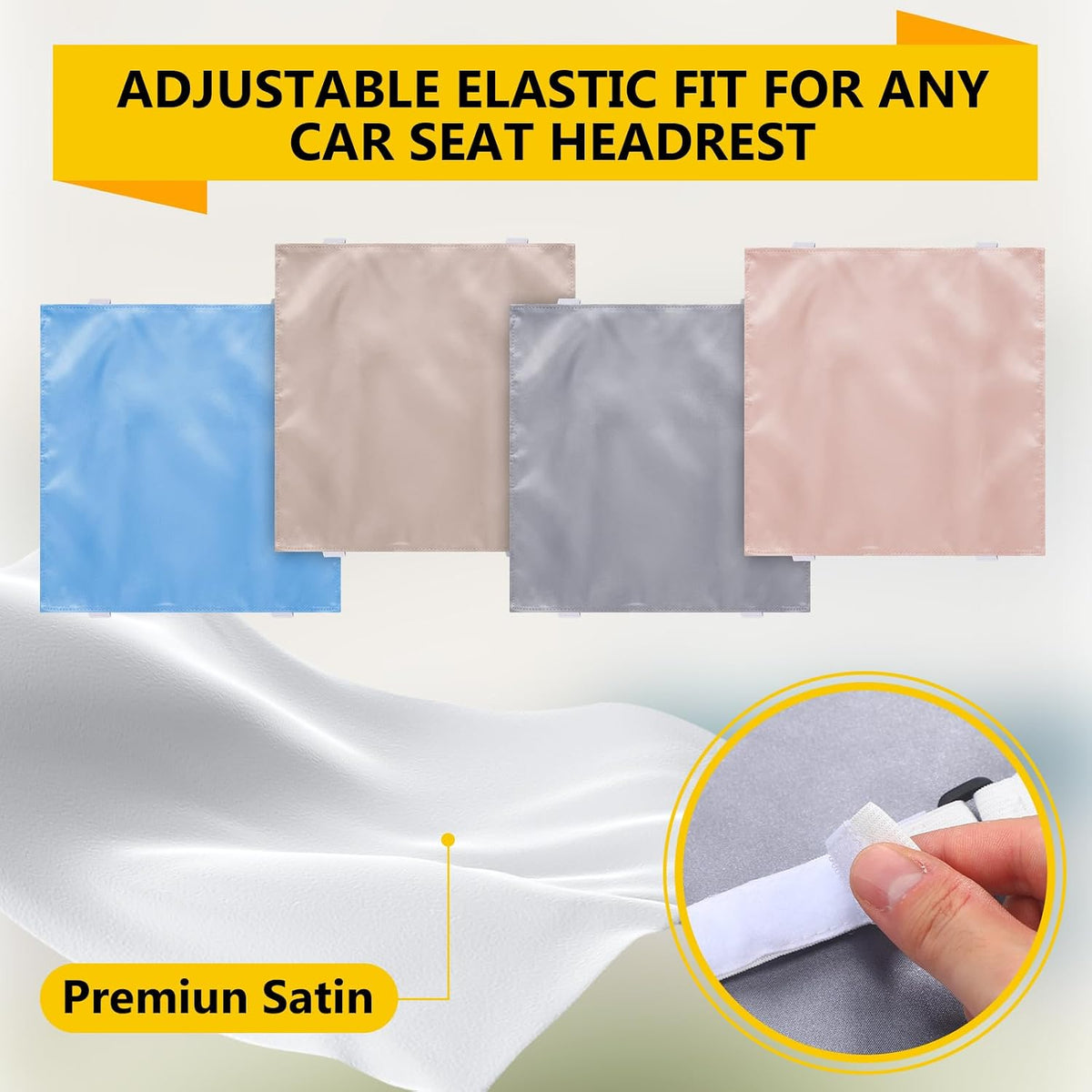 Tegeme 4 piezas de fundas de seda para asiento de coche para reposa...