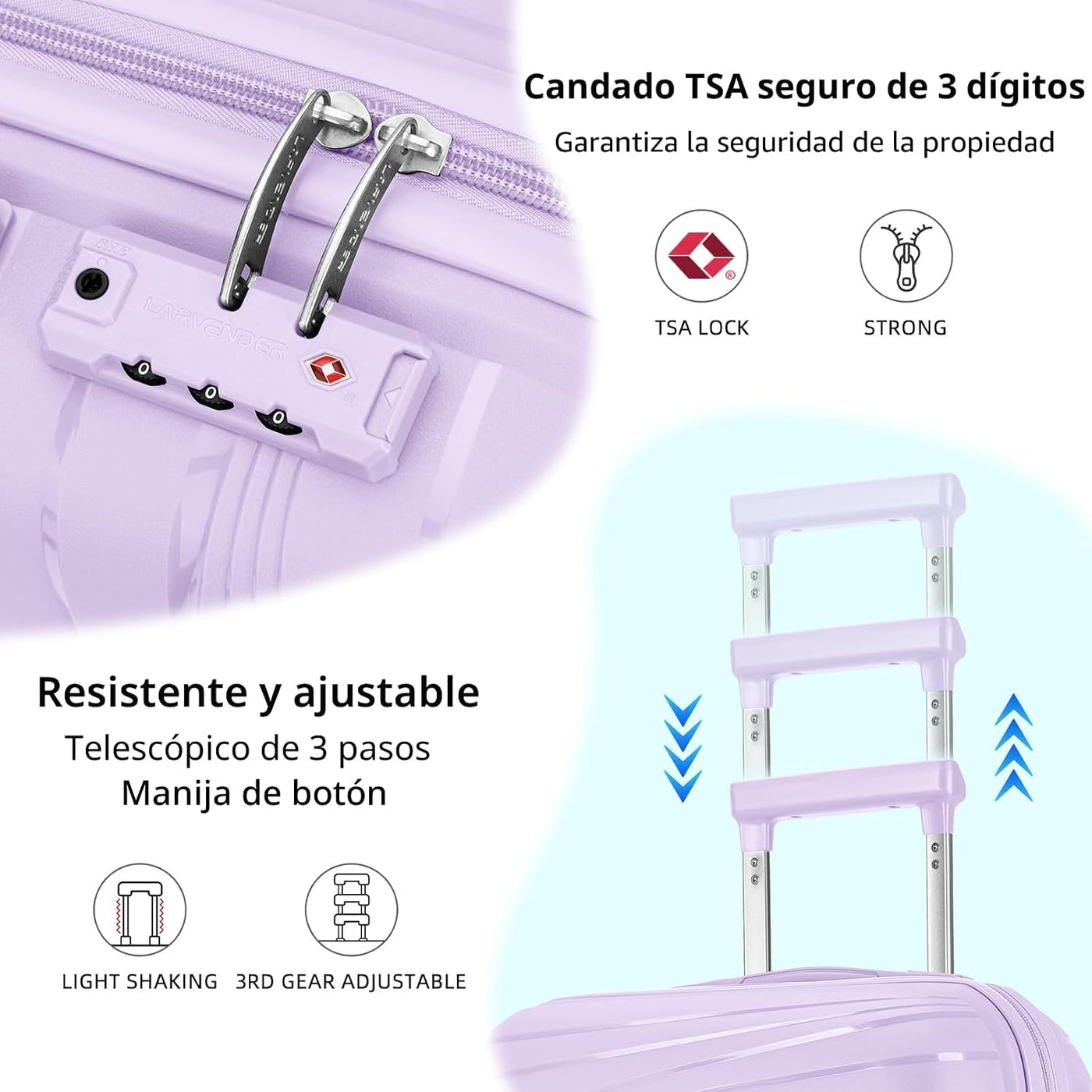 LARVENDER - Juego de maletas de 3 piezas con bolsa de lona y necese...