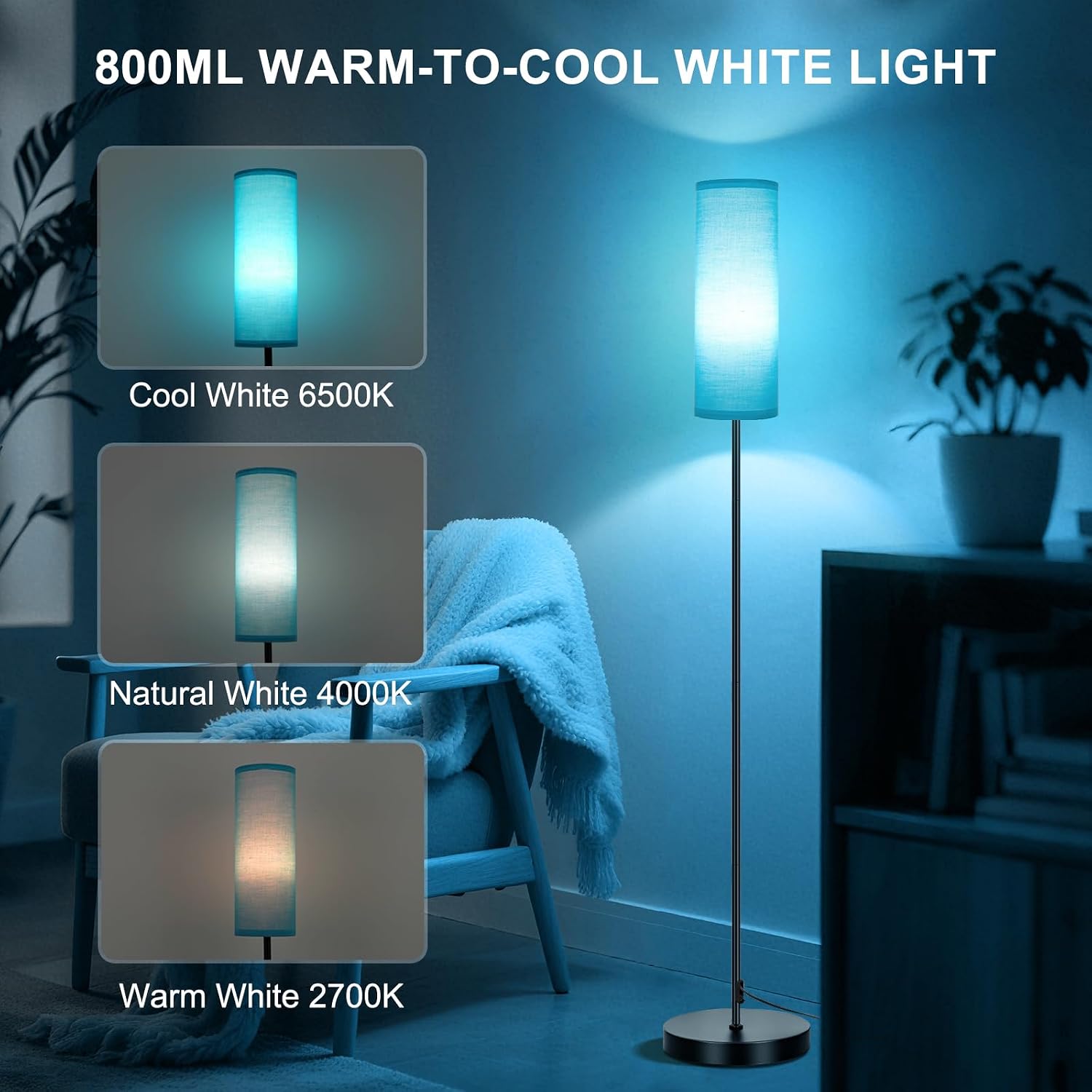 FRIDEKO HOME Lámpara de pie, iluminación ambiental que cambia de co...