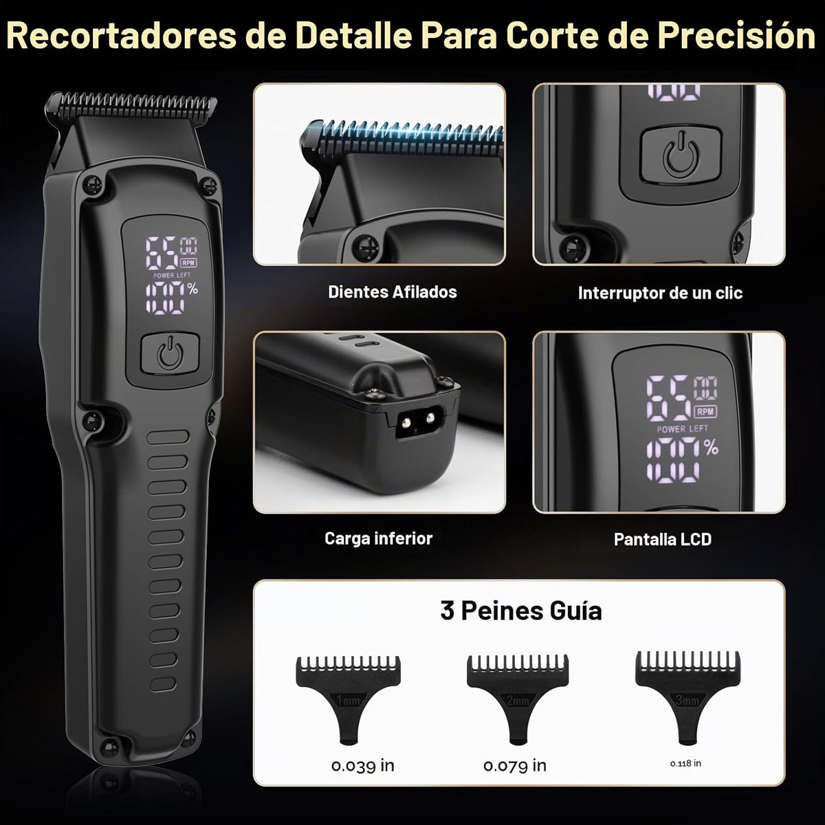 QREEYX Cortadora de pelo profesional para hombres, 3 en 1, cortador...