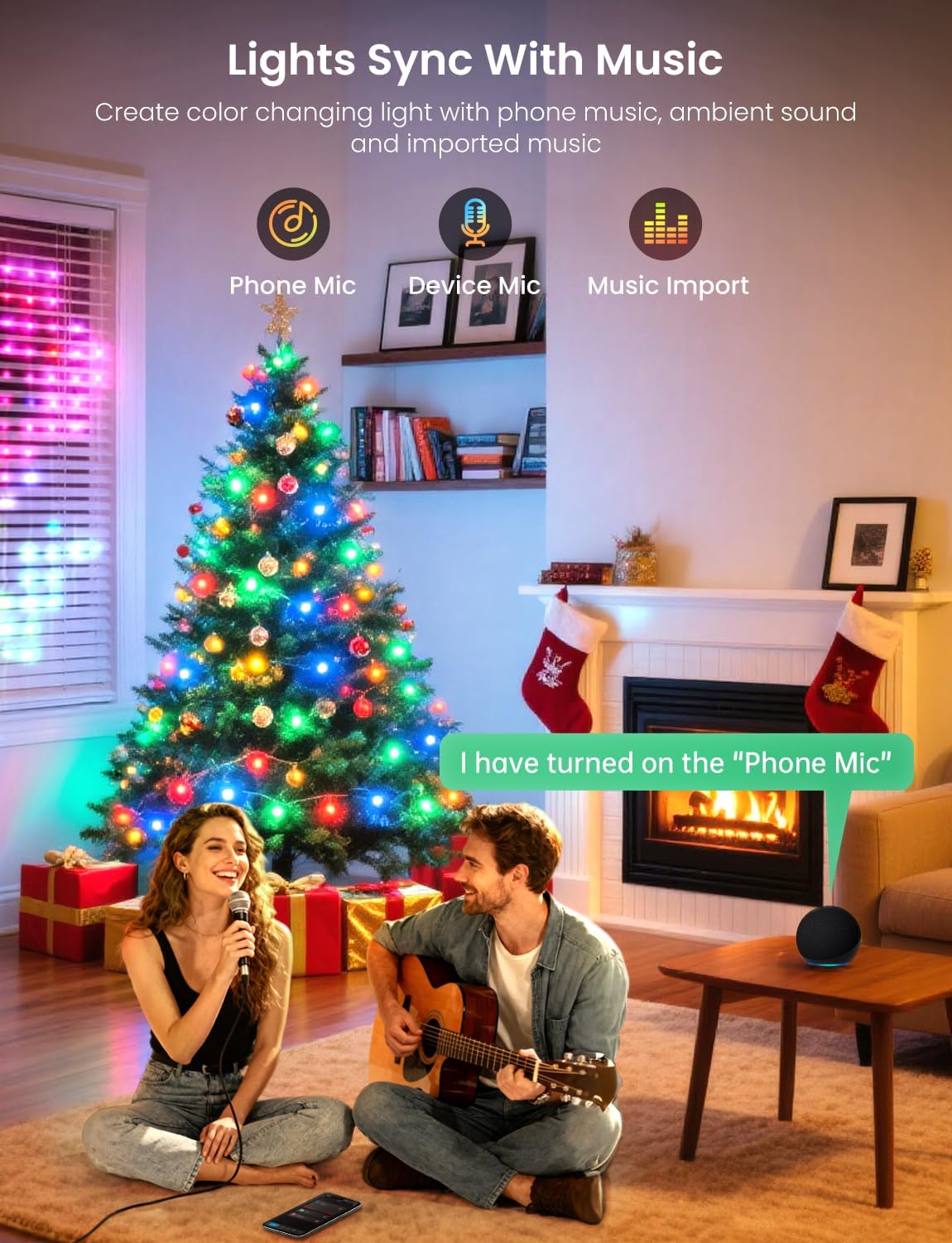 Luces de hadas inteligentes para árbol de Navidad de 65.6 pies, 200...