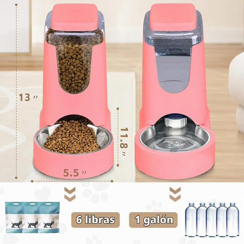 Alimentador automático para gatos y dispensador de agua con cuenco...