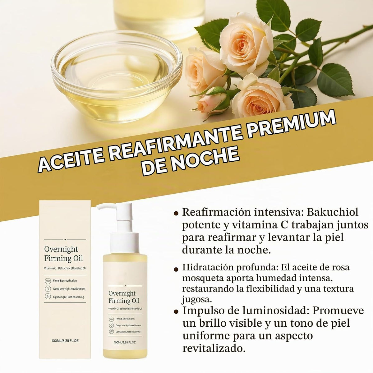 Aceite reafirmante durante la noche, para piel madura, aceite reafi...