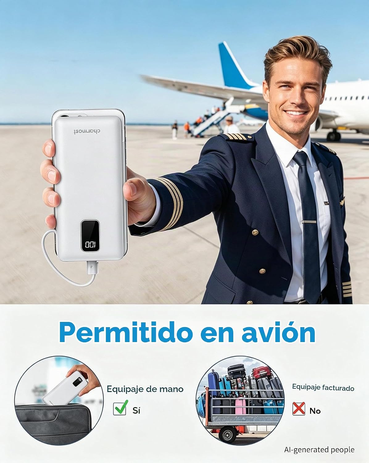 charmast Banco portátil 10000mAh del poder del cargador con el ench...