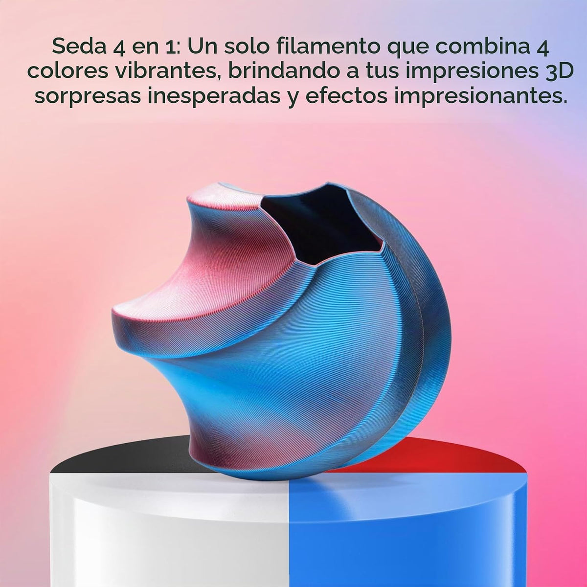 AMOLEN Silk 4 colores en 1 filamento de impresora 3D, azul\/rojo\/b...