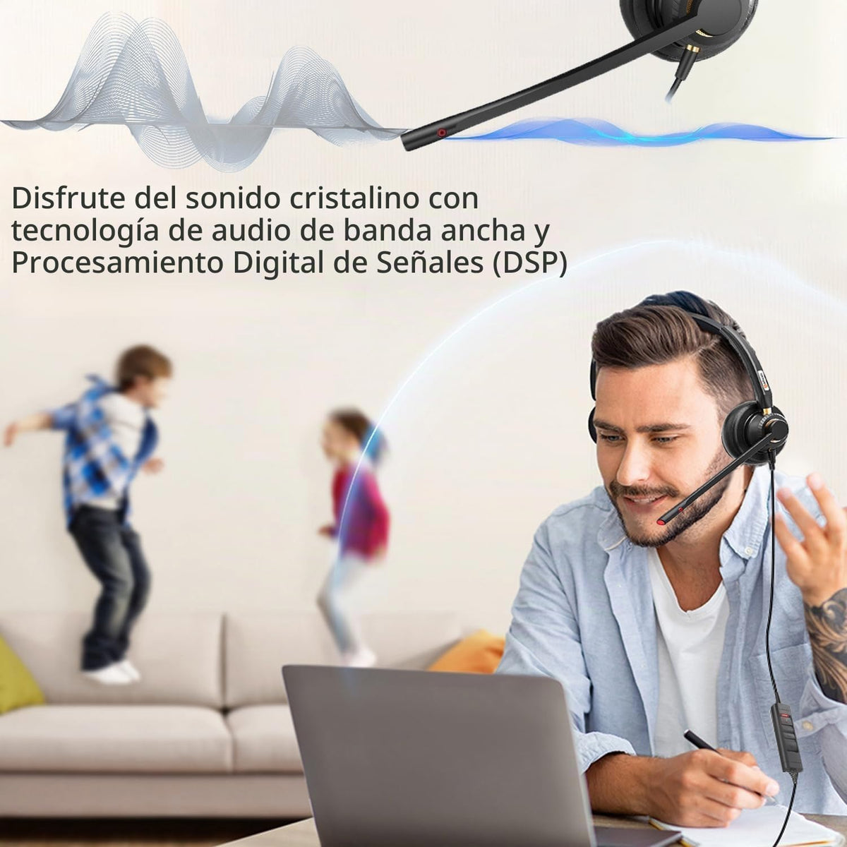 Arama - Auriculares USB con micrófono para PC, auriculares de compu...