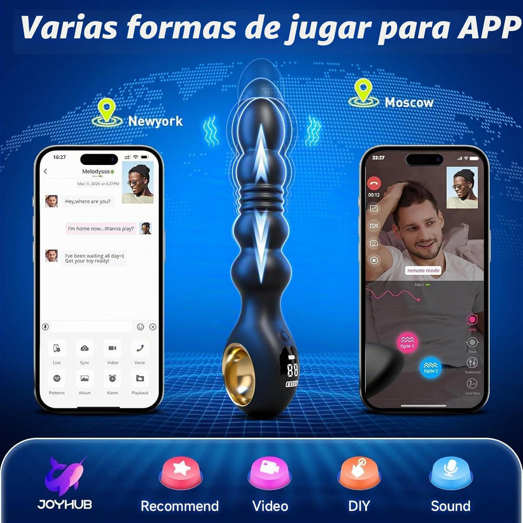 BEISAR - Masajeador de próstata con cuentas anales de empuje, vibra...