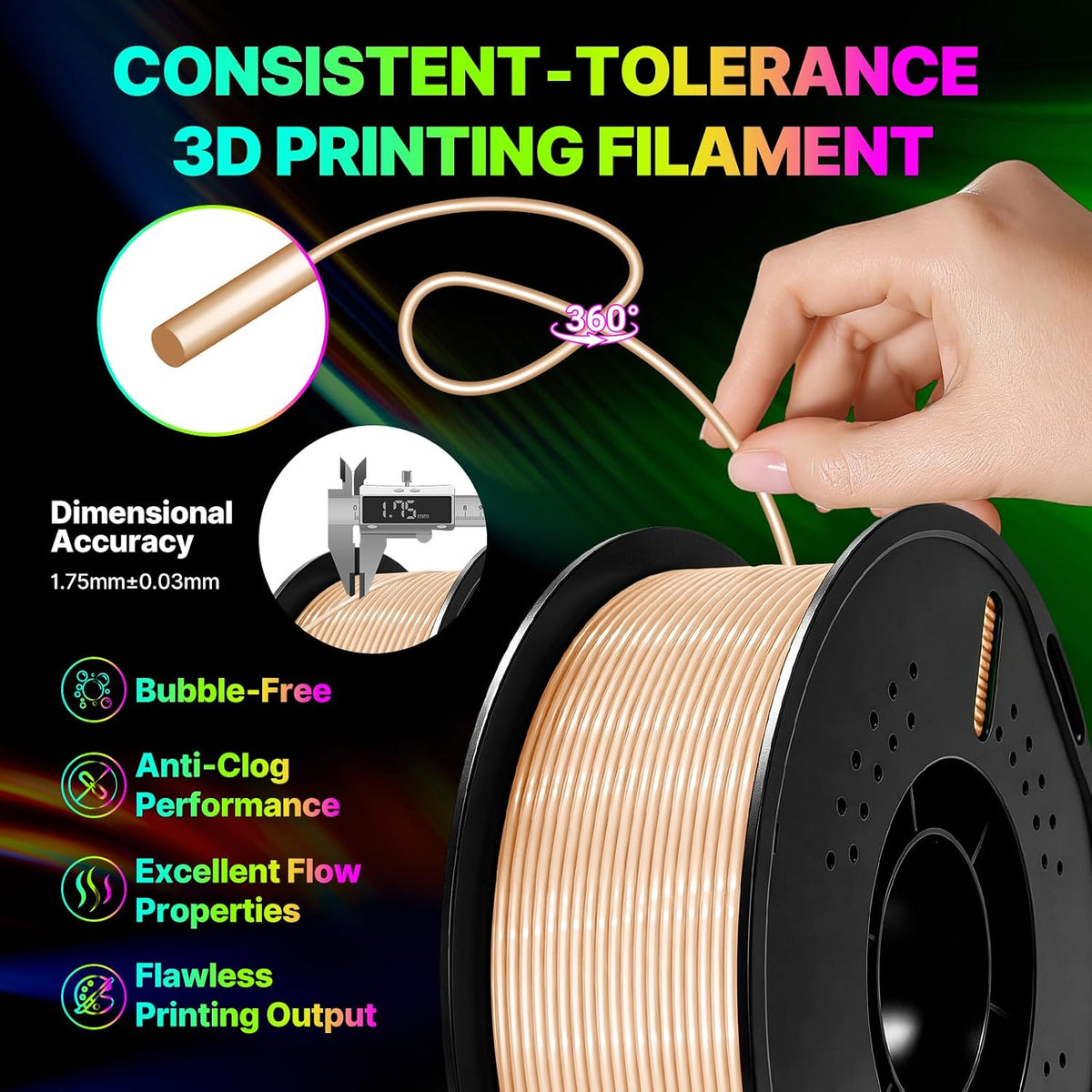 Colourbing Filamento flexible de impresora 3D de TPU 95A, suave y e...