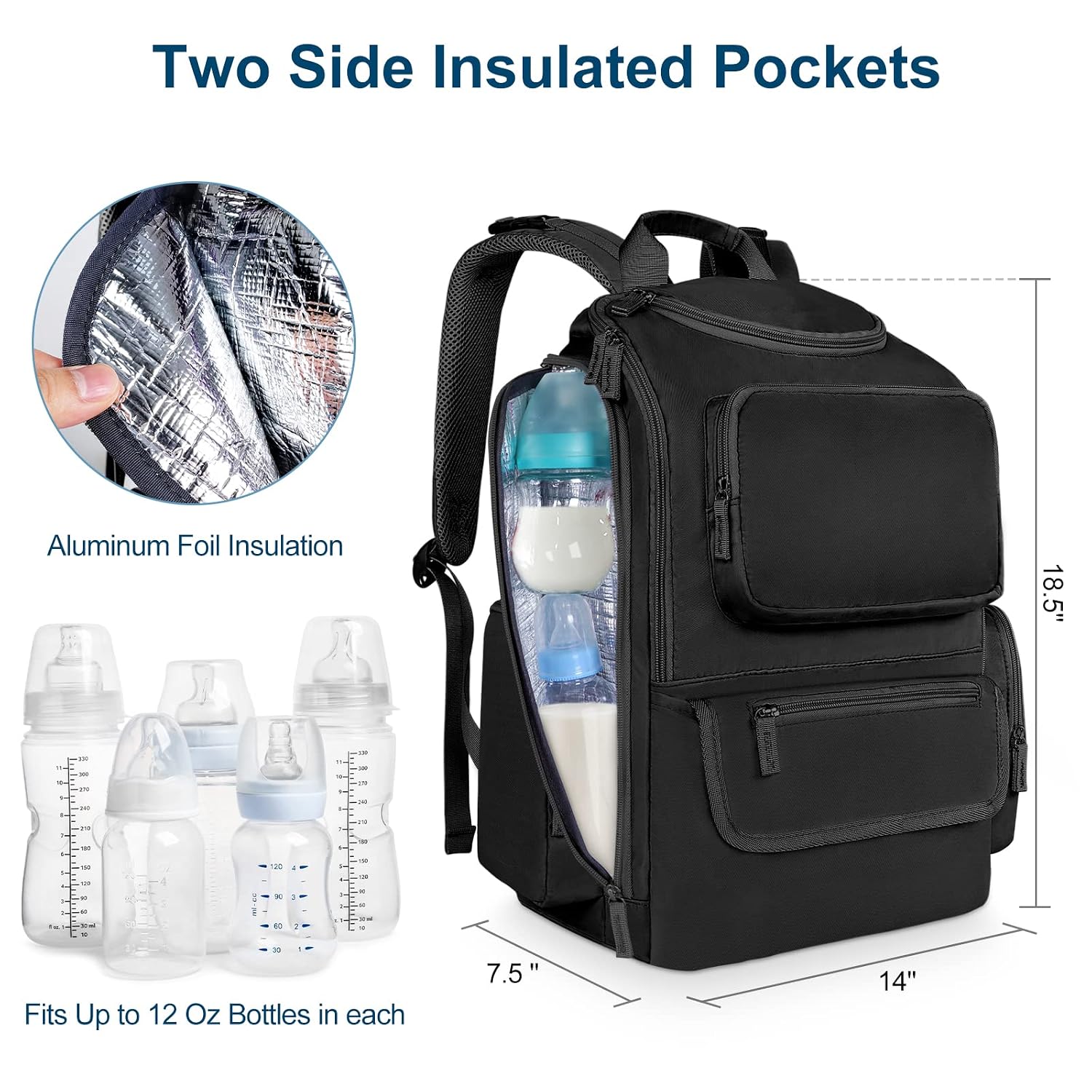 Mancro Mochila para pañales, bolsa multifuncional para pañales con...