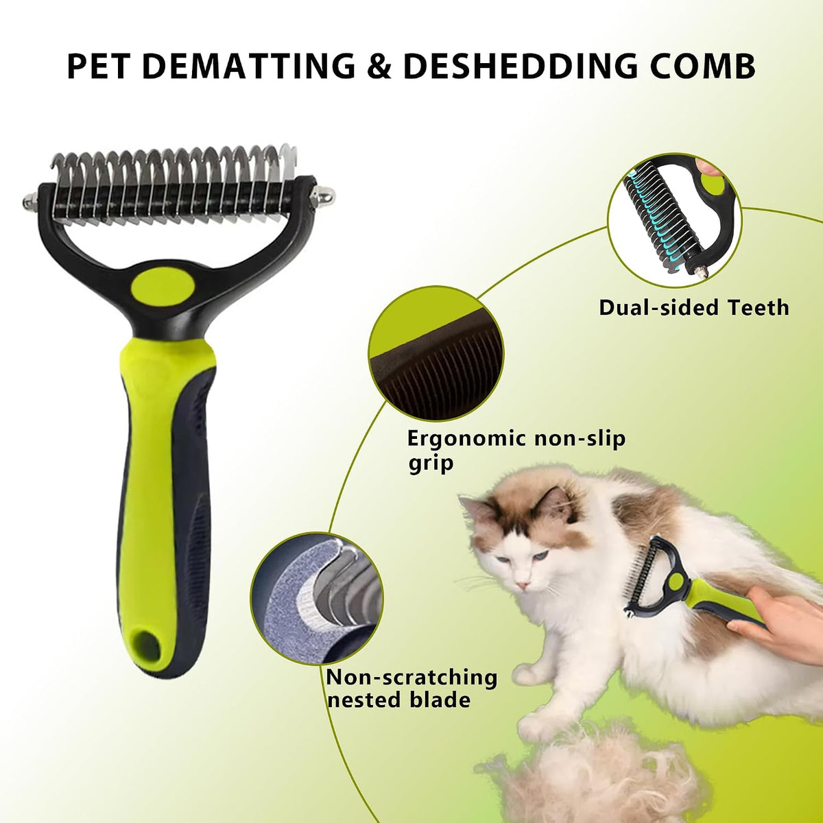 POSAPET Kit de 6 herramientas de cepillo de aseo para gatos, desenr...
