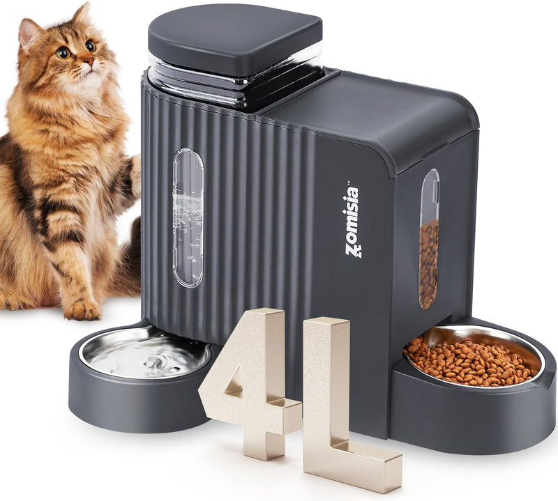 ZOMISIA Gravity - Dispensador de alimentos y agua para gatos, 2 en...