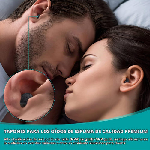 100 pares de tapones para los oídos de espuma negra, 33dB NRR, envu...