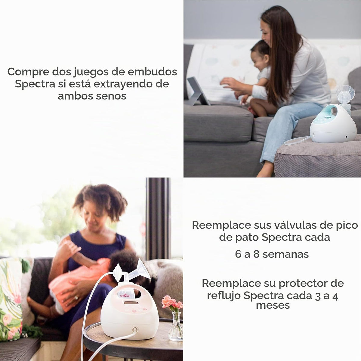 Spectra Juego de protectores de pecho ancho para bebé para bomba de...