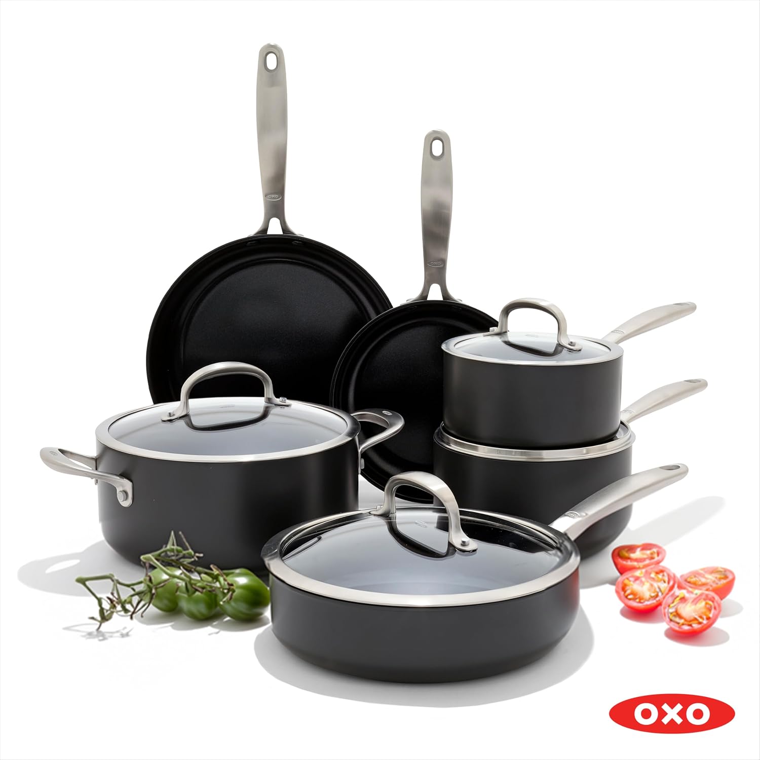 OXO Juego de ollas y sartenes mejoradas de 10 piezas, cerámica anti...