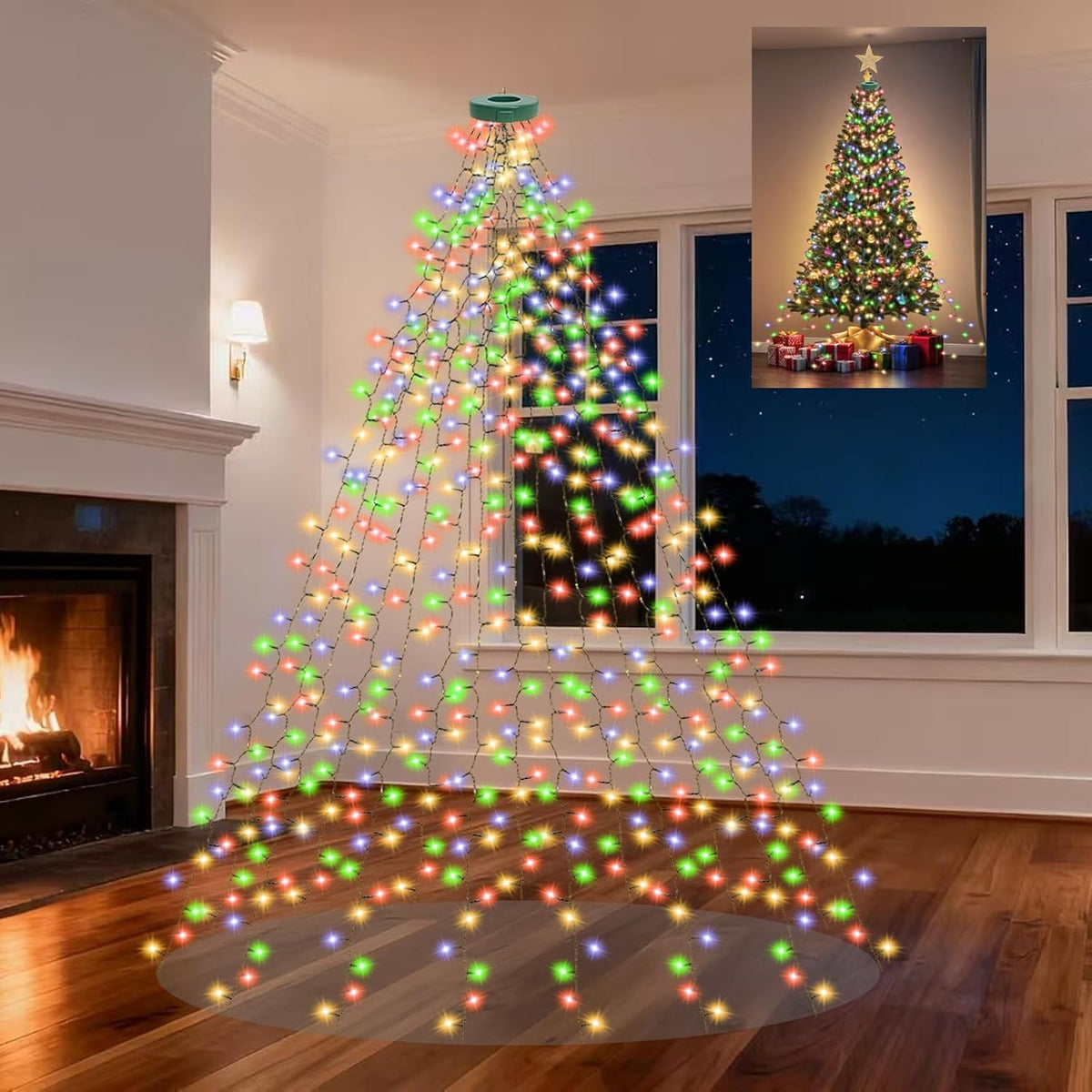 Janplay Guirnalda de luces para árbol de Navidad, 400 LED, 16 línea...