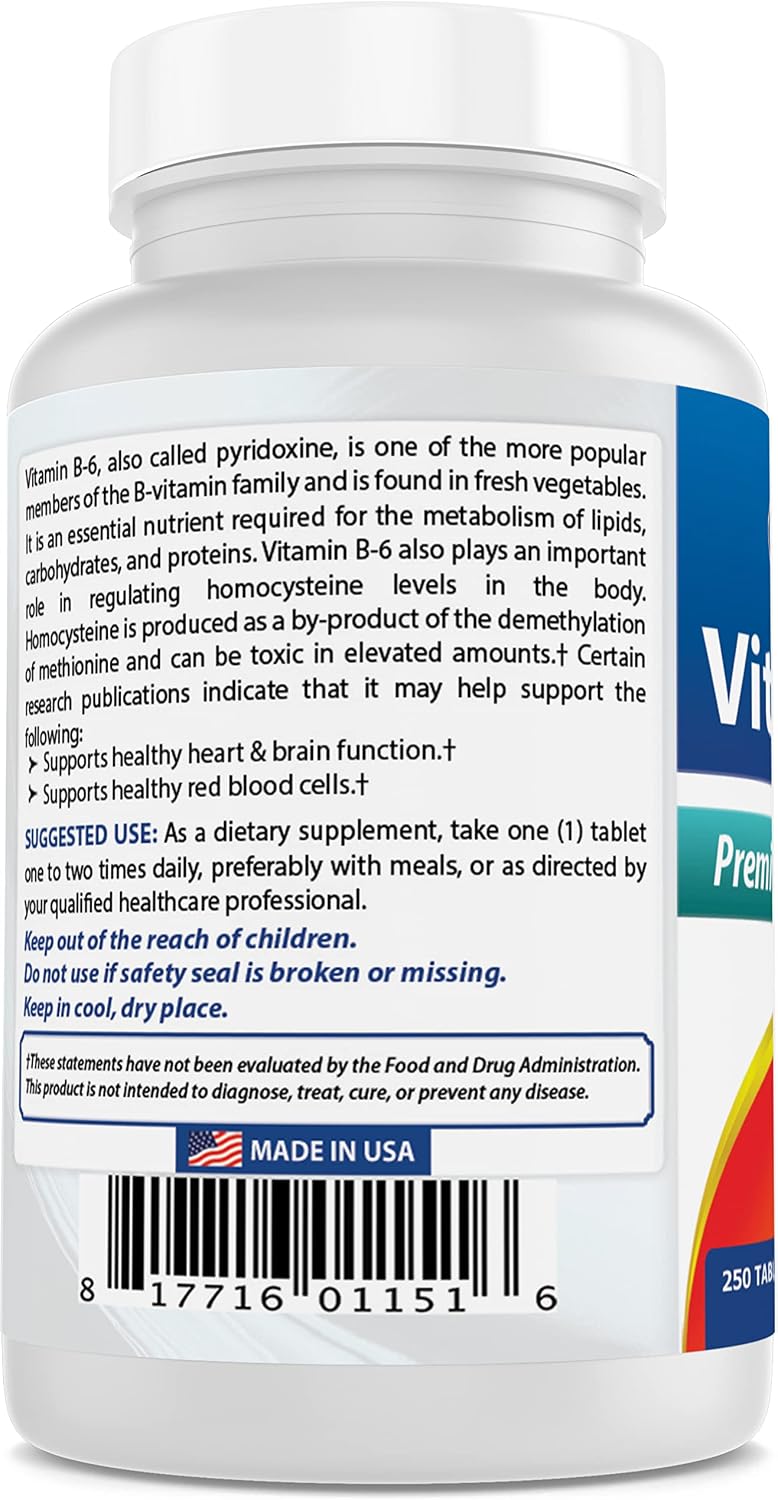 Best Naturals Vitamina B6 50 mg 250 tabletas (250 unidades (paquete...