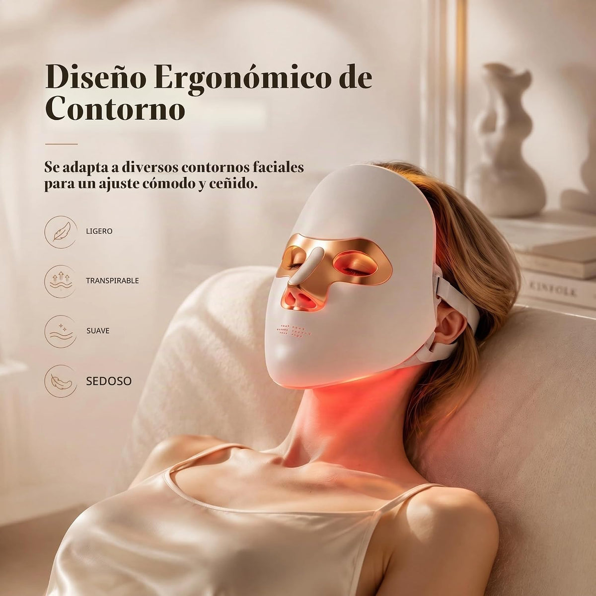VexlthA Máscara de terapia de luz roja para rostro, máscara facial...