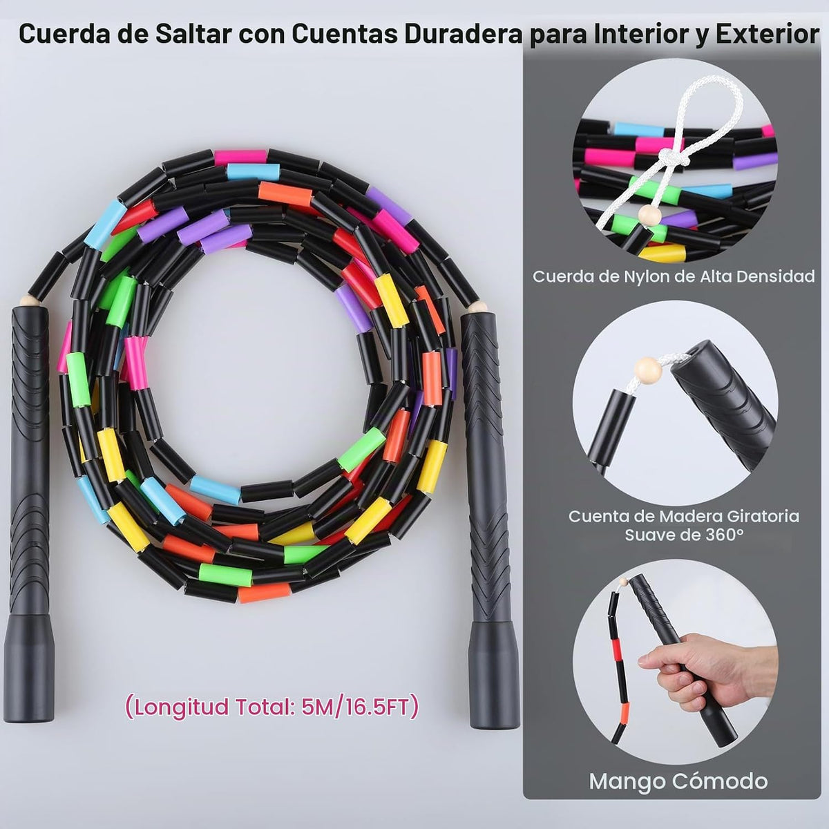 Cuerdas de salto holandesas dobles de 16.5 pies para adultos y niño...