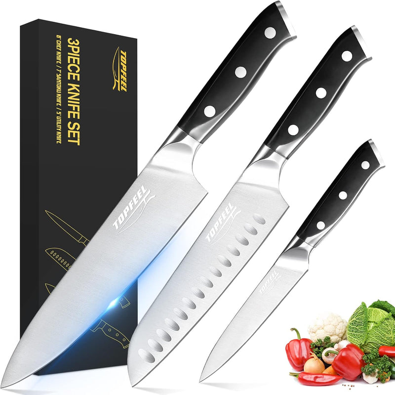 Topfeel Juego de cuchillos de chef profesional, cuchillo afilado, j...