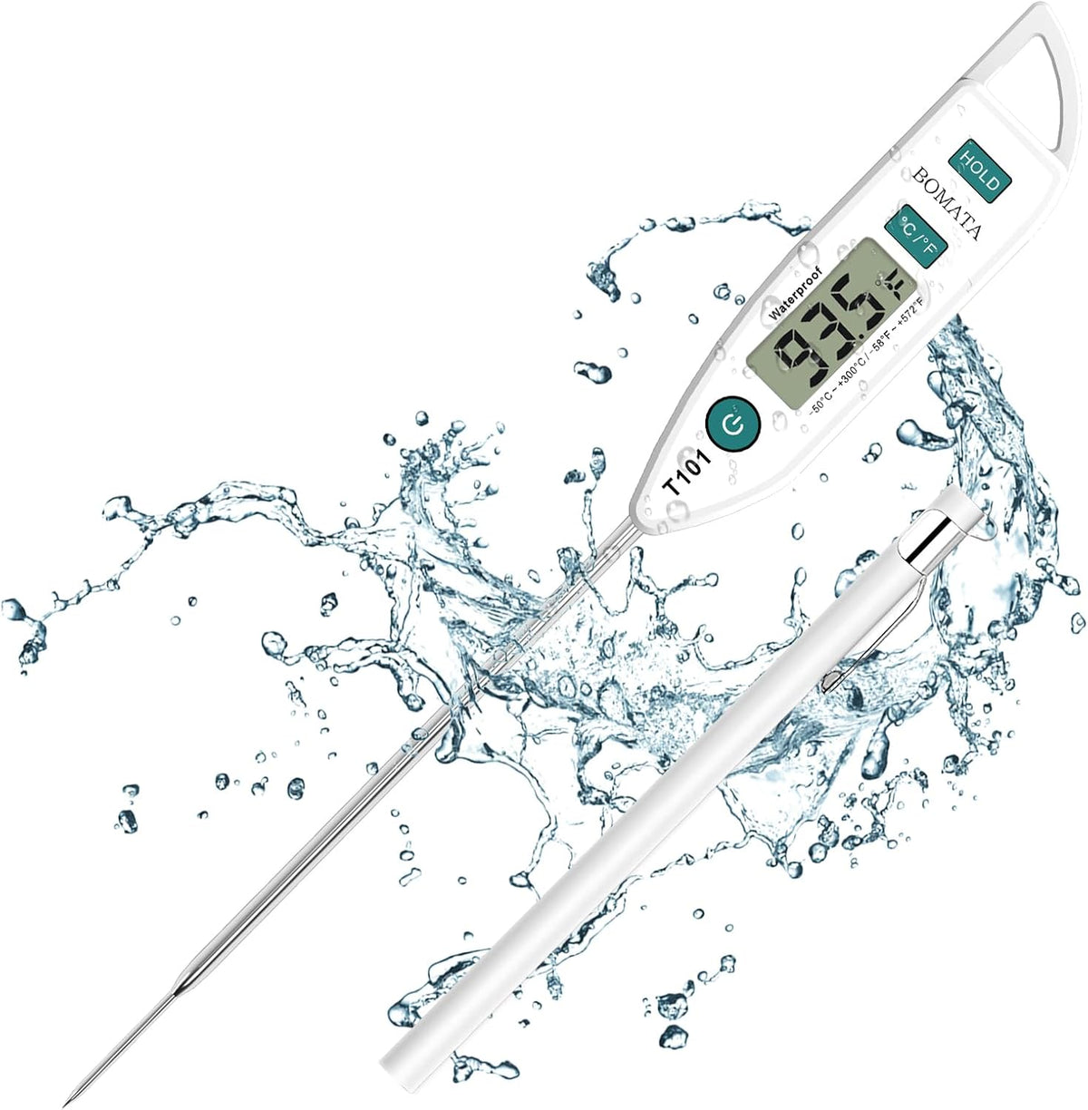 BOMATA Termómetro de agua digital para líquidos, carne, cocción, IP...