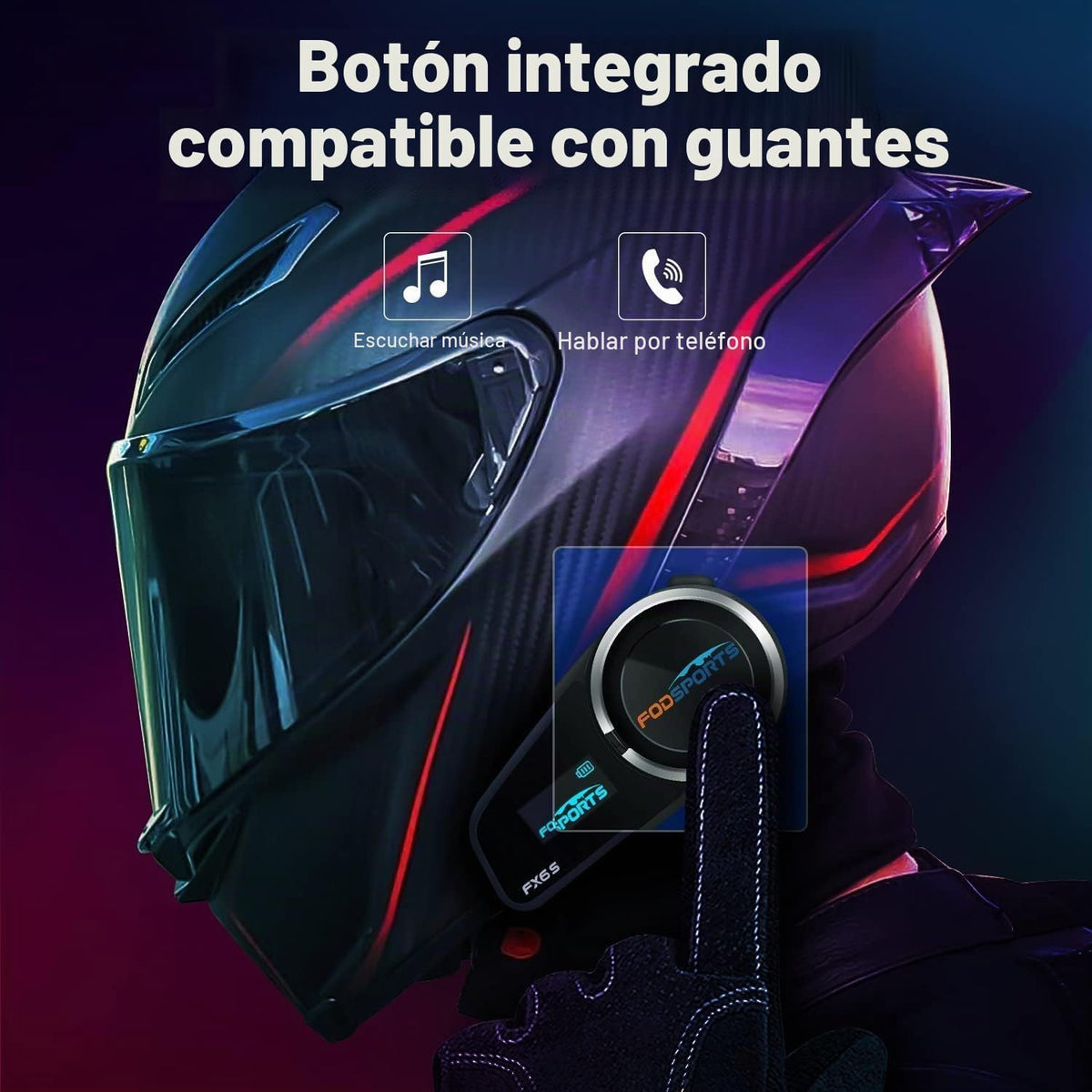 Fodsports FX6S - Casco de motocicleta Bluetooth, intercomunicador B...