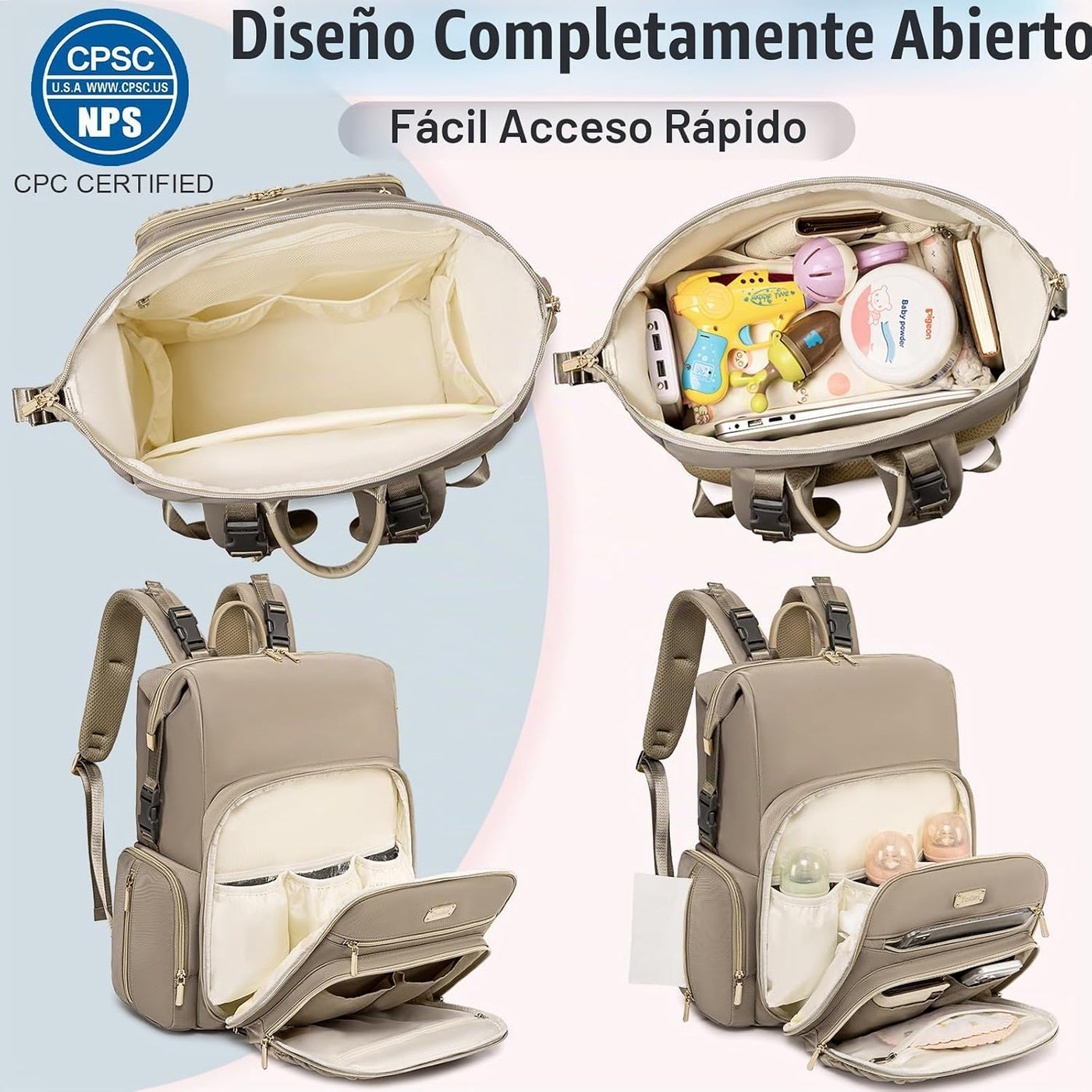 Tealari Mochila de pañales convertible 4 en 1, bolsa de pañales imp...