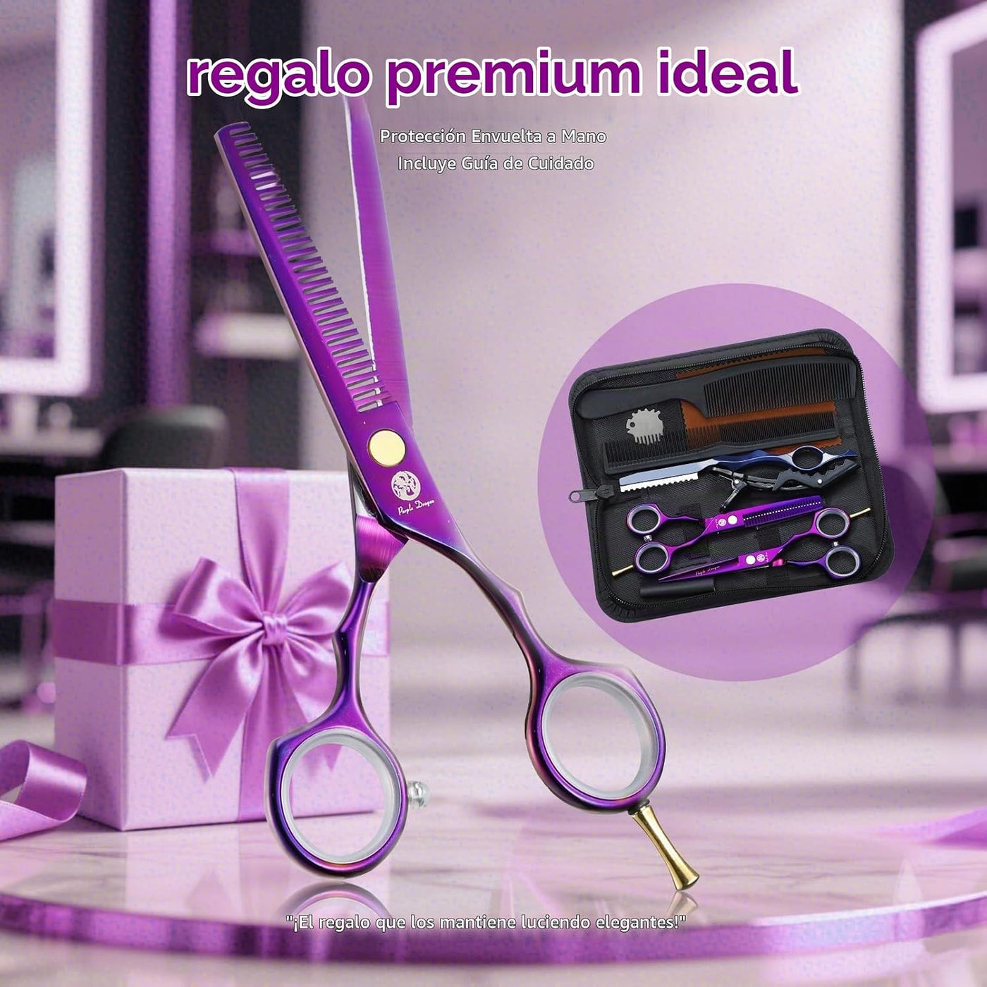 Purple Dragon Juego de tijeras de corte de cabello de 5.5 pulgadas...