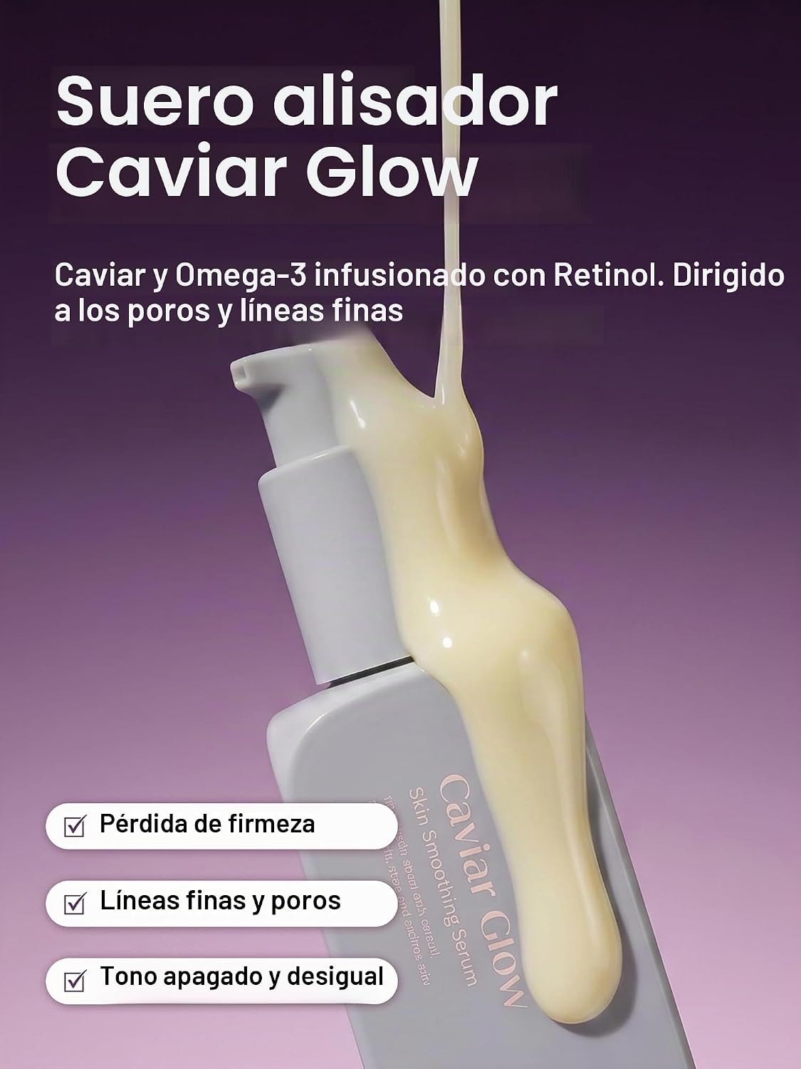 Caviar Glow Suero suavizante, suero de retinol coreano para cuidado...