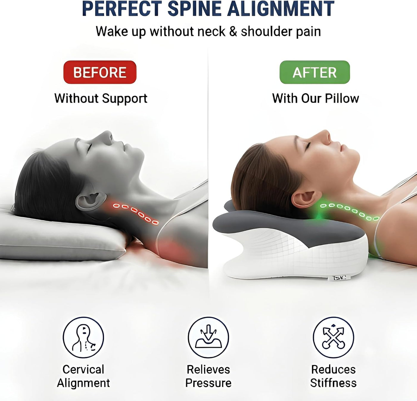 Almohada cervical ergonómica de espuma viscoelástica para dormir de...