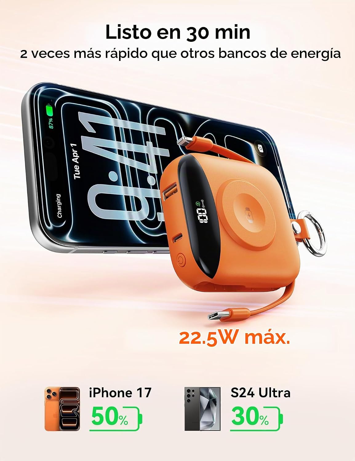 BLJIB Cargador portátil 10000mAh 22.5W Banco de energía incorporado...