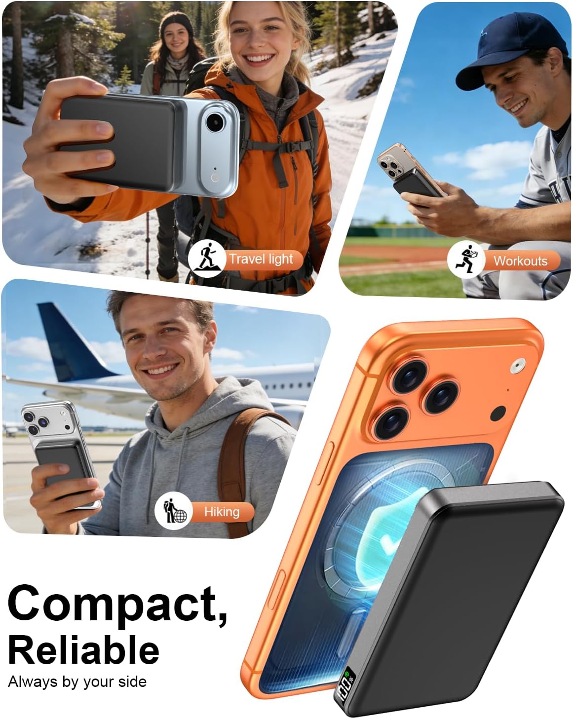 Cargador portátil 10000mAh, banco magnético del poder para el carga...